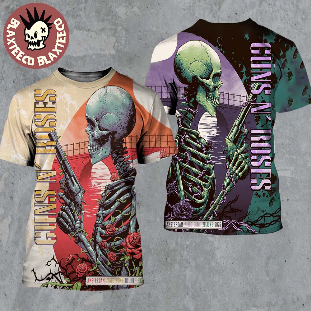 Guns N Roses Amsterdam Netherlands 2026 Night 1 And 2 Combined Set Event Poster At Ziggo Dome On 18 And 20 June 2026 All Over Print Shirt