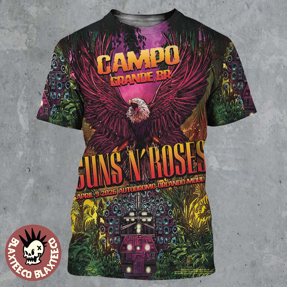 Guns N Roses Campo Grande Brazil 2026 Venue Poster At Autodromo Orlando Moura On April 9 2026 The Eagle Art All Over Print Shirt