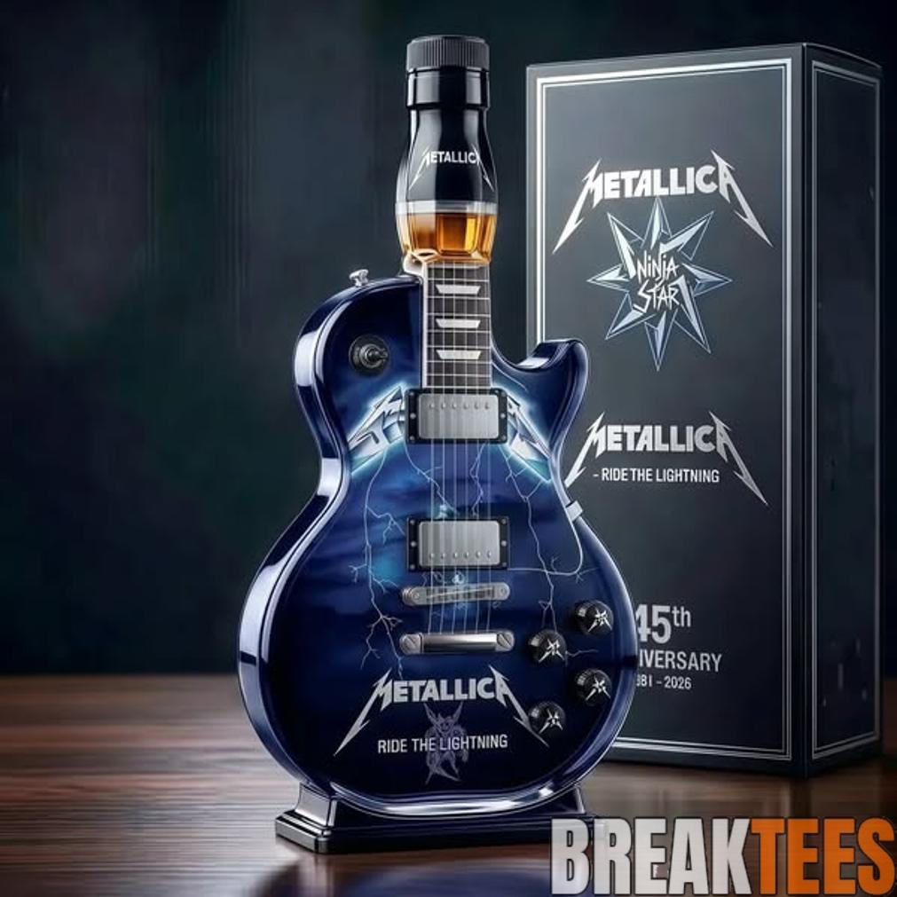 Metallica 45th Anniversary Guitar “Ride the Lightning” era Whiskey Bottle