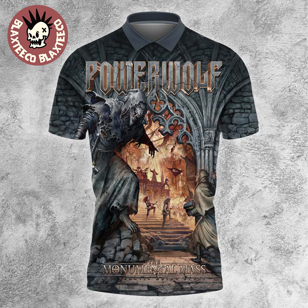 Powerwolf The Monumental Mass A Cinematic Metal Event Album Cover Polo Shirt