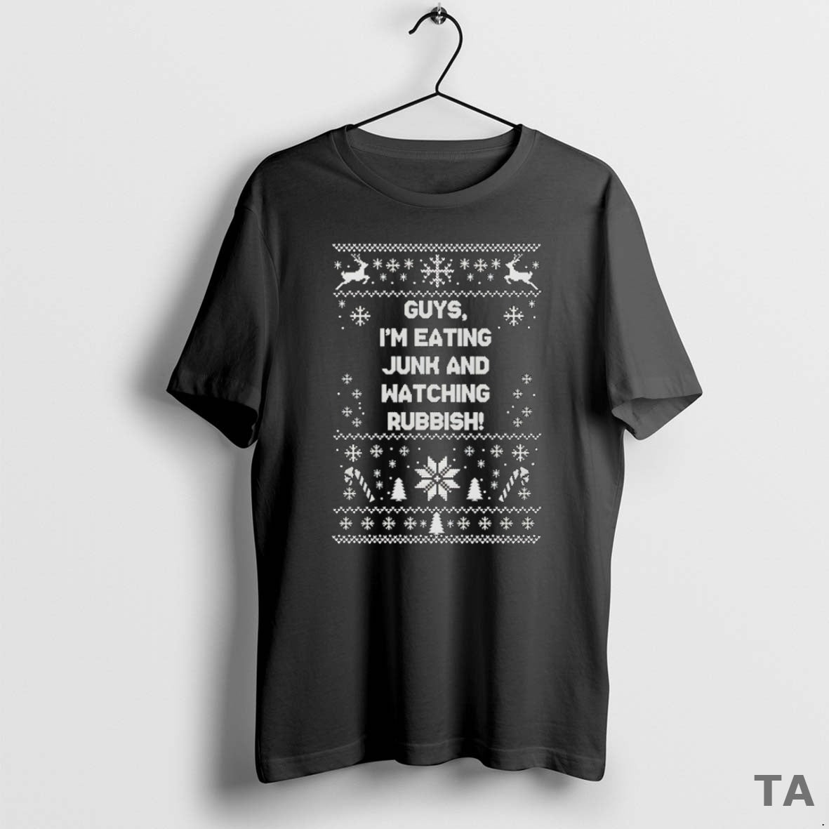 Top Guys Im Eating Junk And Watching Rubbish Ugly Christmas T Shirt Sweater