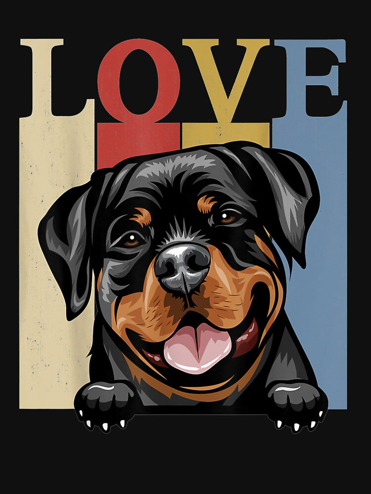 I Love My Rottweiler Vintage Retro Dog Mom Dad Pet Lover T-Shirt by shop luisant