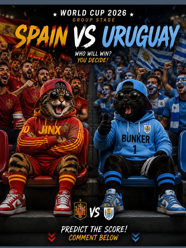 Spain vs Uruguay Cat Soccer Match by nexargraphics