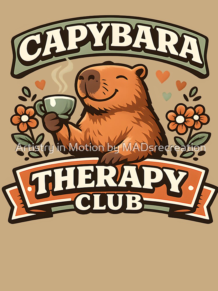 Capybara Therapy Club Shirt Cute Mental Wellness Capybara Vintage Collegiate Design by Artistry in Motion by MADsrecreation