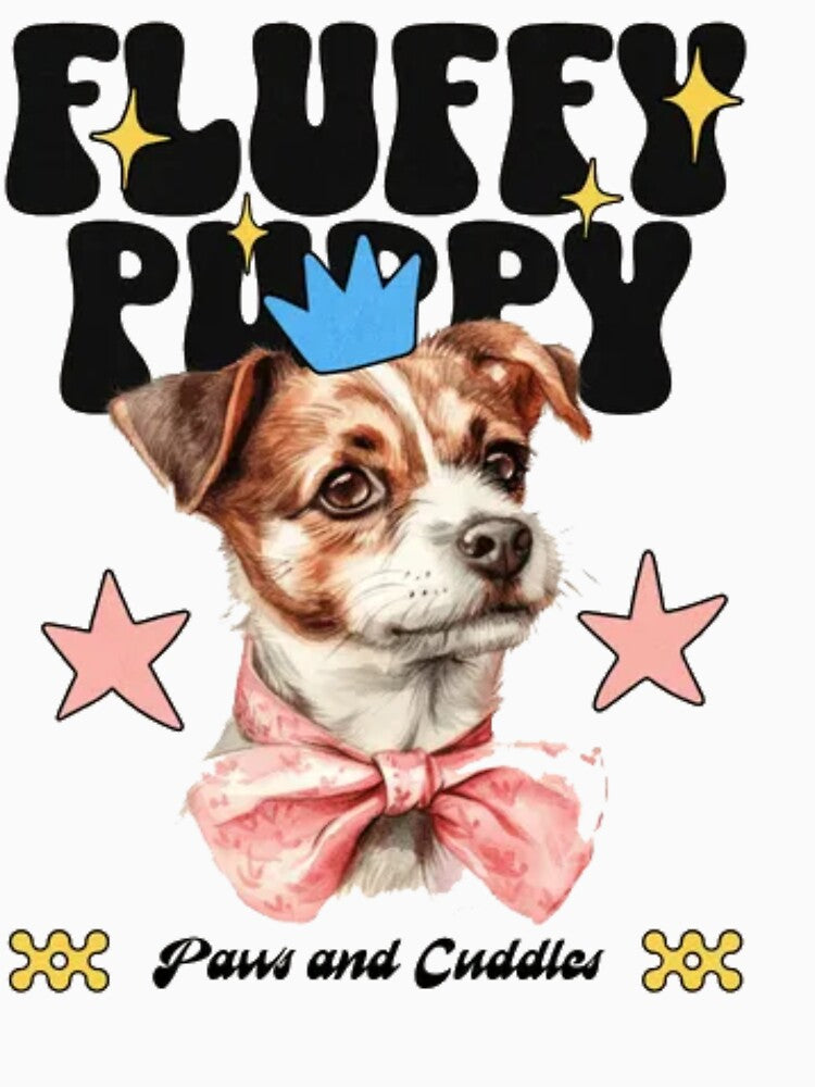 Cute Fluffy Puppy Paws and Cuddles - Retro Coquette Dog by GenZFashion000