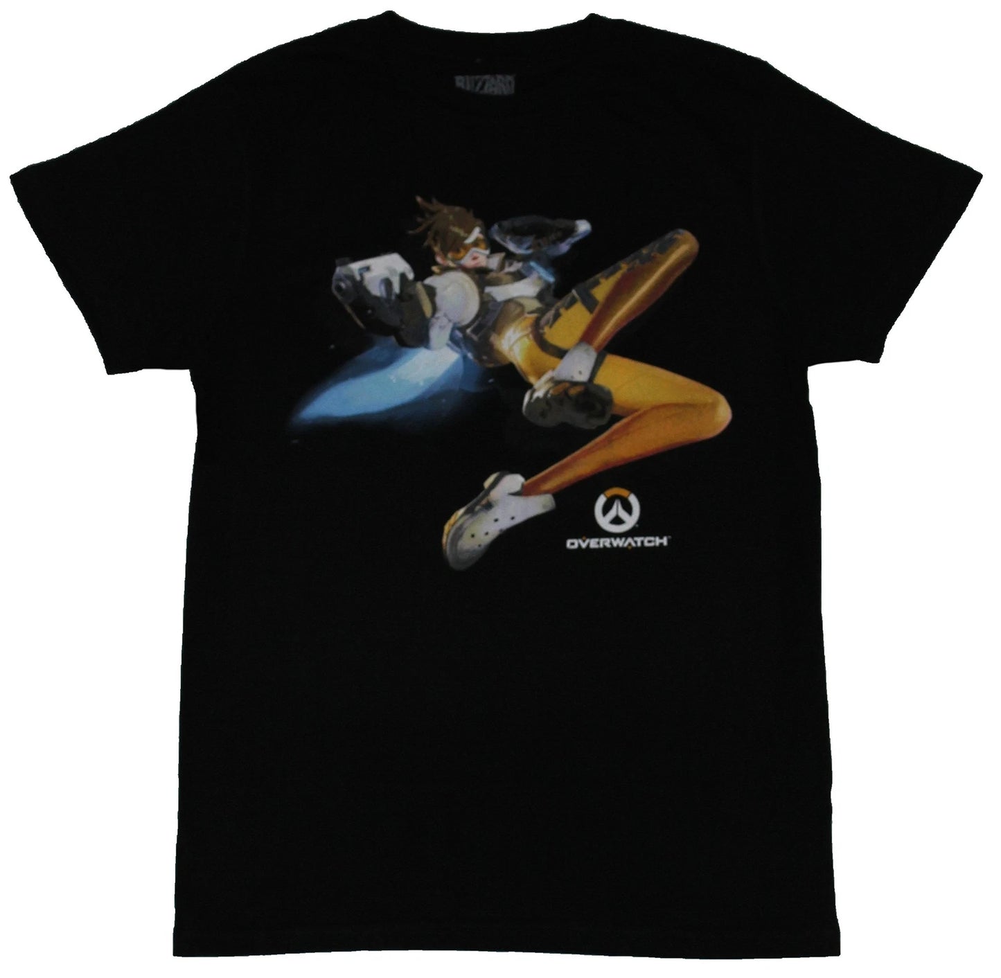 Overwatch Adult New T-Shirt - The Cavaly's Here Diving Tracer Pic