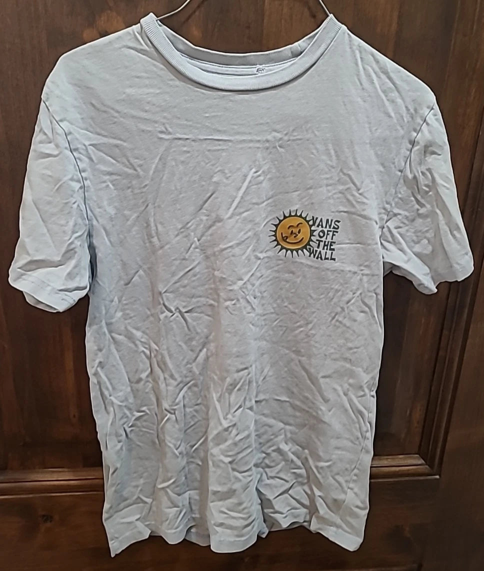 VANS Mens Slim Fit Graphic T-Shirt Top Small Light Blue Cotton