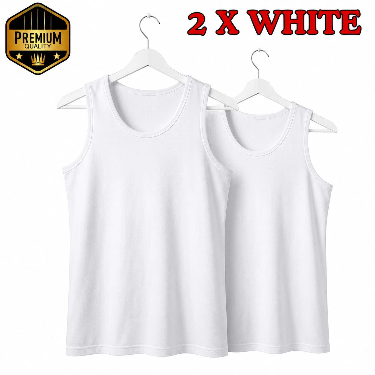2 PACK MENS VESTS 100% COTTON TANK SUMMER TRAINING GYM TOPS PLAIN S-5XL UK