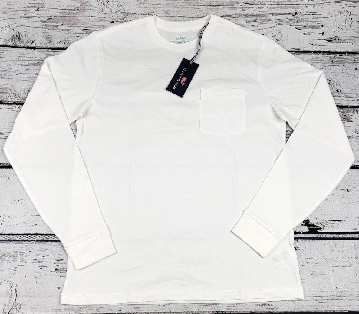 Vineyard Vines Men's Long Sleeve Pocket T-Shirt White Size Large (L) - NEW