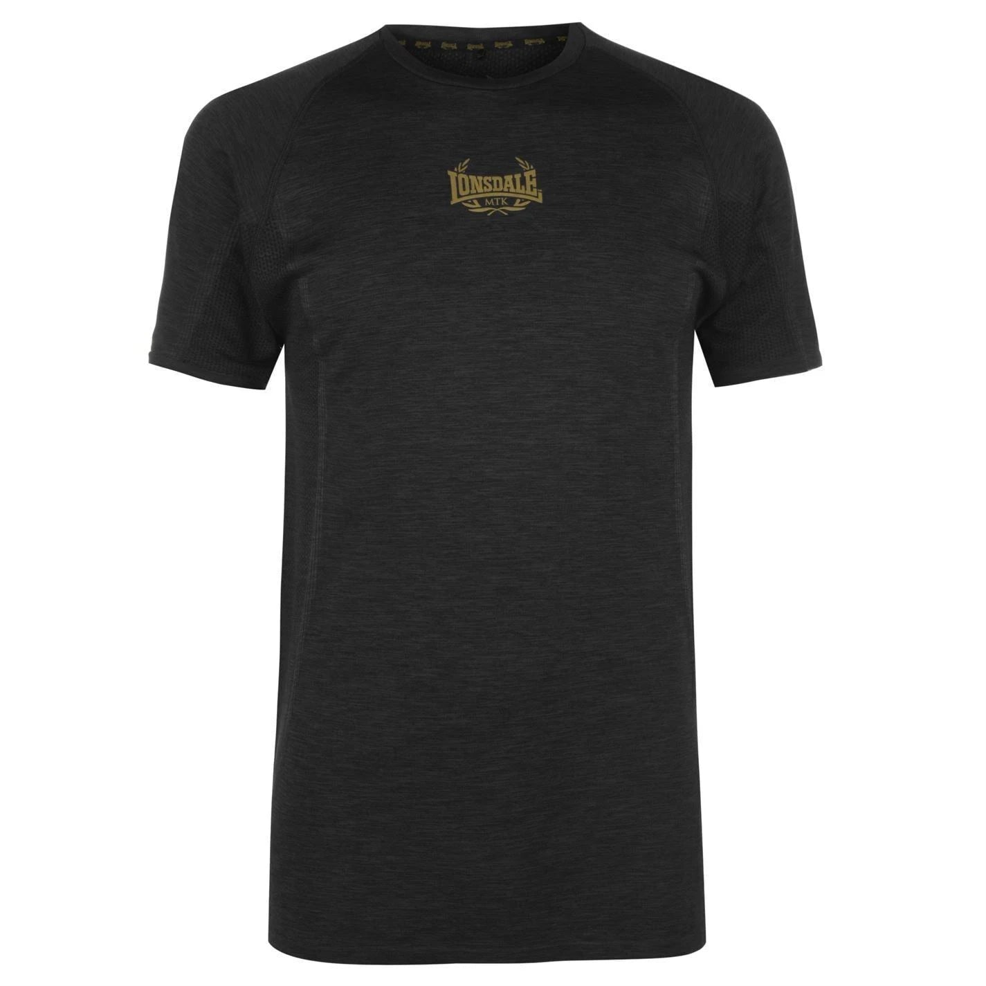 Lonsdale Mtk Pro Range Mens T-Shirt Boxing Black/Gold Slim Fit -Xs/S or M/L New