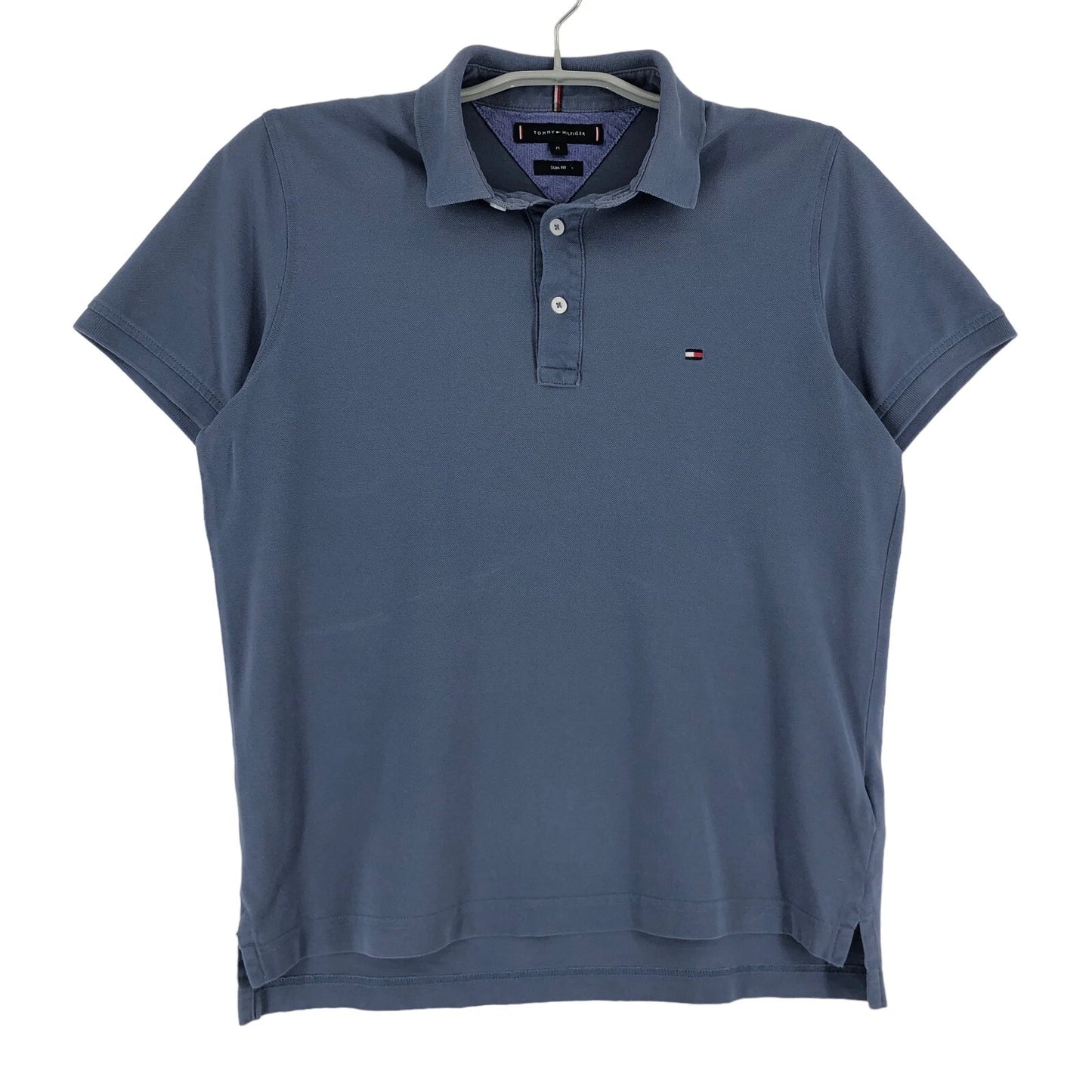 TOMMY HILFIGER Slim Fit Blue Polo Neck T-Shirt Men Size M