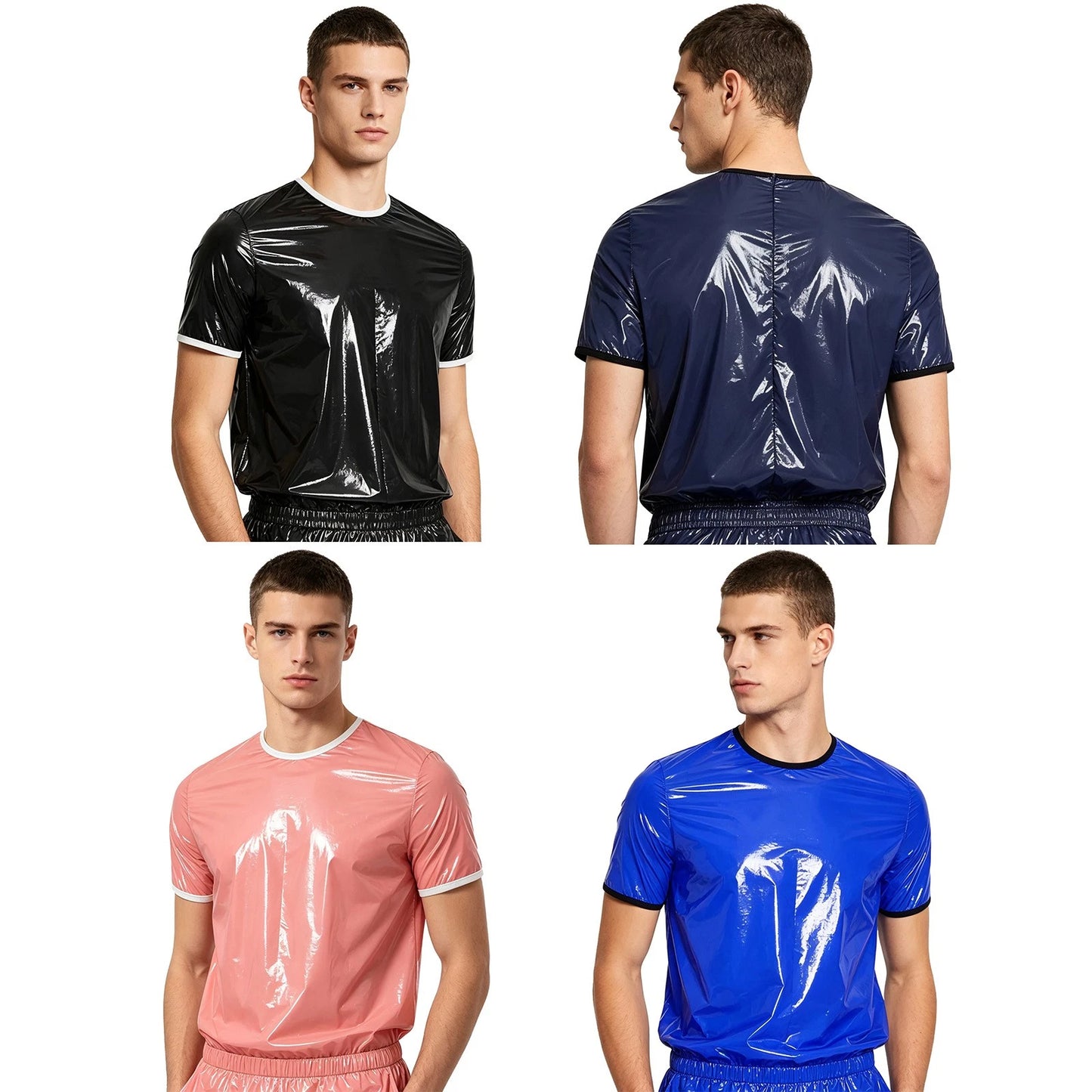 Men T-shirt Elastic Hem Top Outings Tops Activities Contrasting Daily Wear Trim
