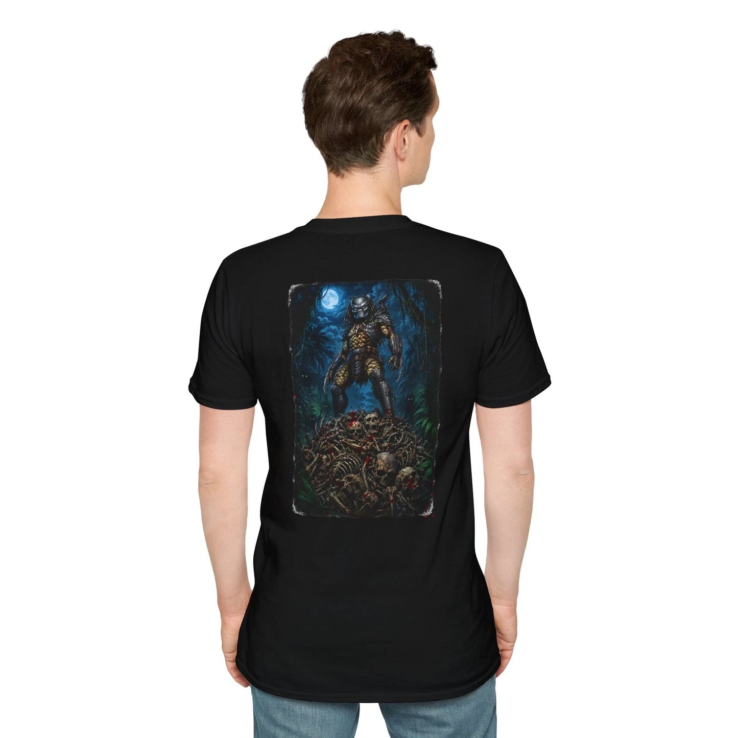 predator bone pile back only T-Shirt | Plain Pocketless Shirt