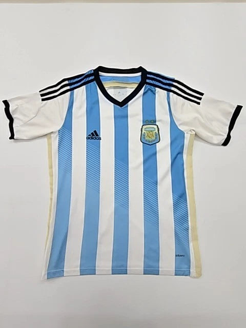 Adidas Boys Blue White Striped Jersey Youth V-Neck Size Regular Medium