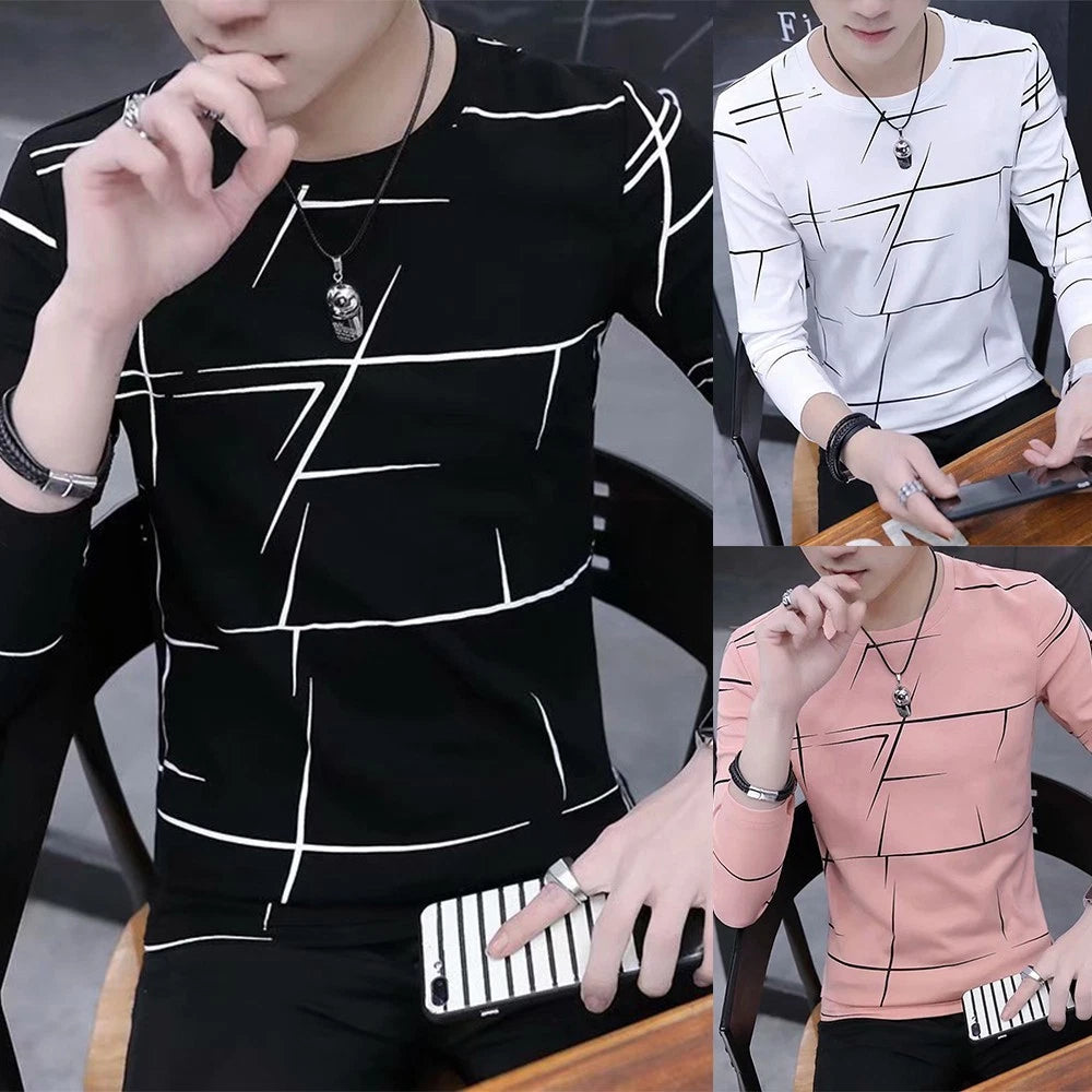 Comfortable Men's Long Sleeve Slim Fit Crew Neck T Shirt Blouse Pullover Top