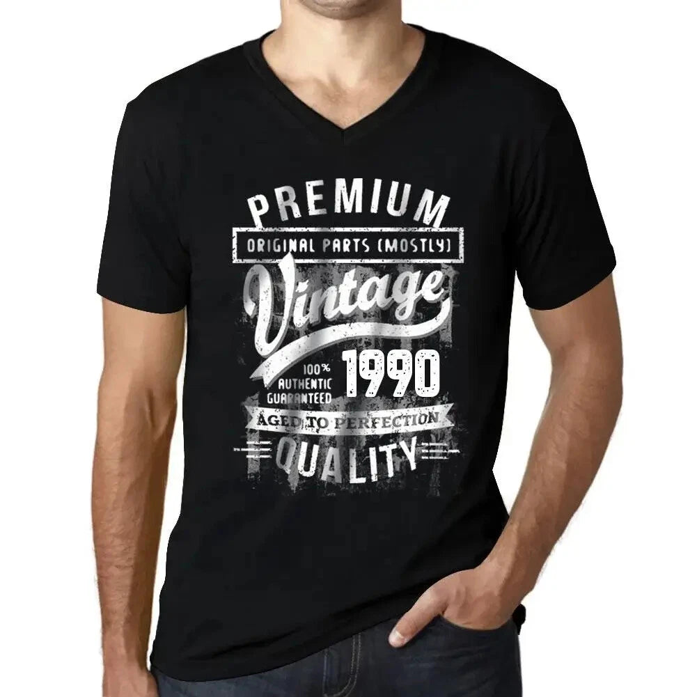Men's Graphic T-Shirt V Neck Original Parts (Mostly) Aged to Perfection 1990