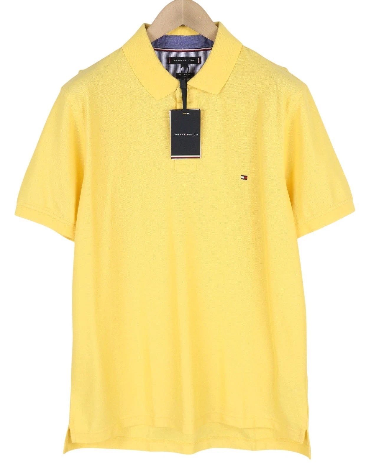 Tommy Hilfiger Men's T-Shirt 2XL Yellow Premium Piqué Slim Fit Short Sleeve
