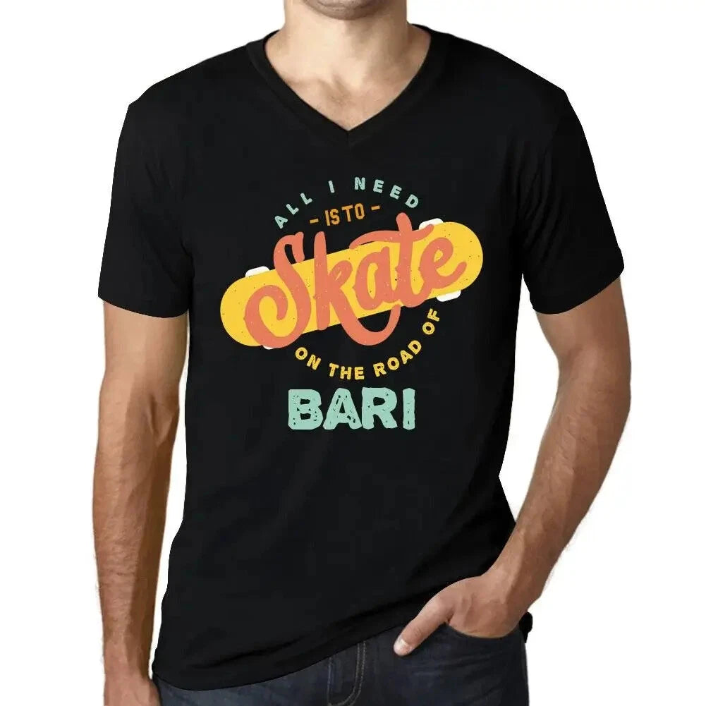 Men's Graphic T-Shirt V Neck All I Need Is To Skate On The Road Of Bari