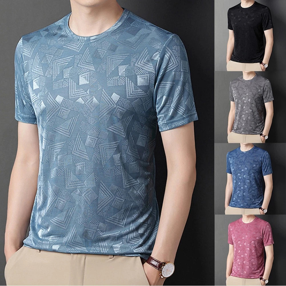 Men's Lightweight Short Sleeve Round Neck Slim Fit T Shirt for Daily Use