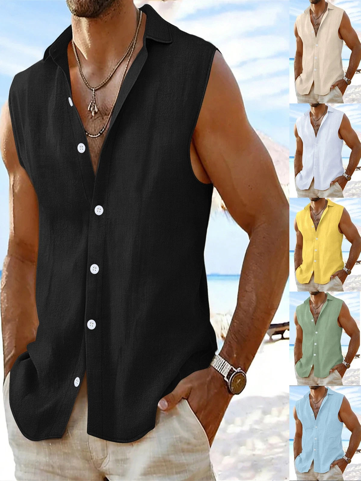 Men Plain Sleeveless Gym Sports Tank Top Fitness Muscle Vest Blouse