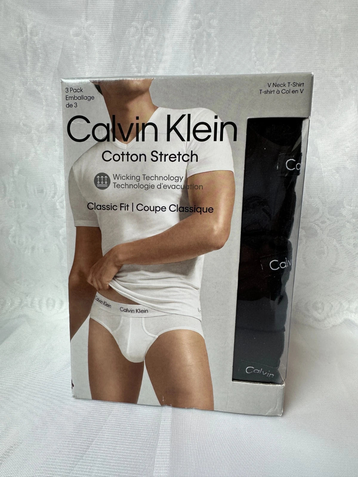 Calvin Klein Men’s 3 Pack V-Neck /Crew Neck T-Shirt Cotton Stretch -Choose Size: