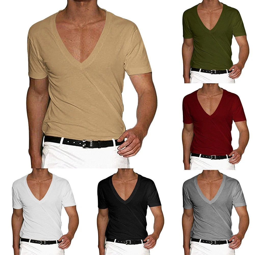 Hot Sale T-Shirt Sport Summer T Shirt Tee Tops Comfortable Deep V Neck