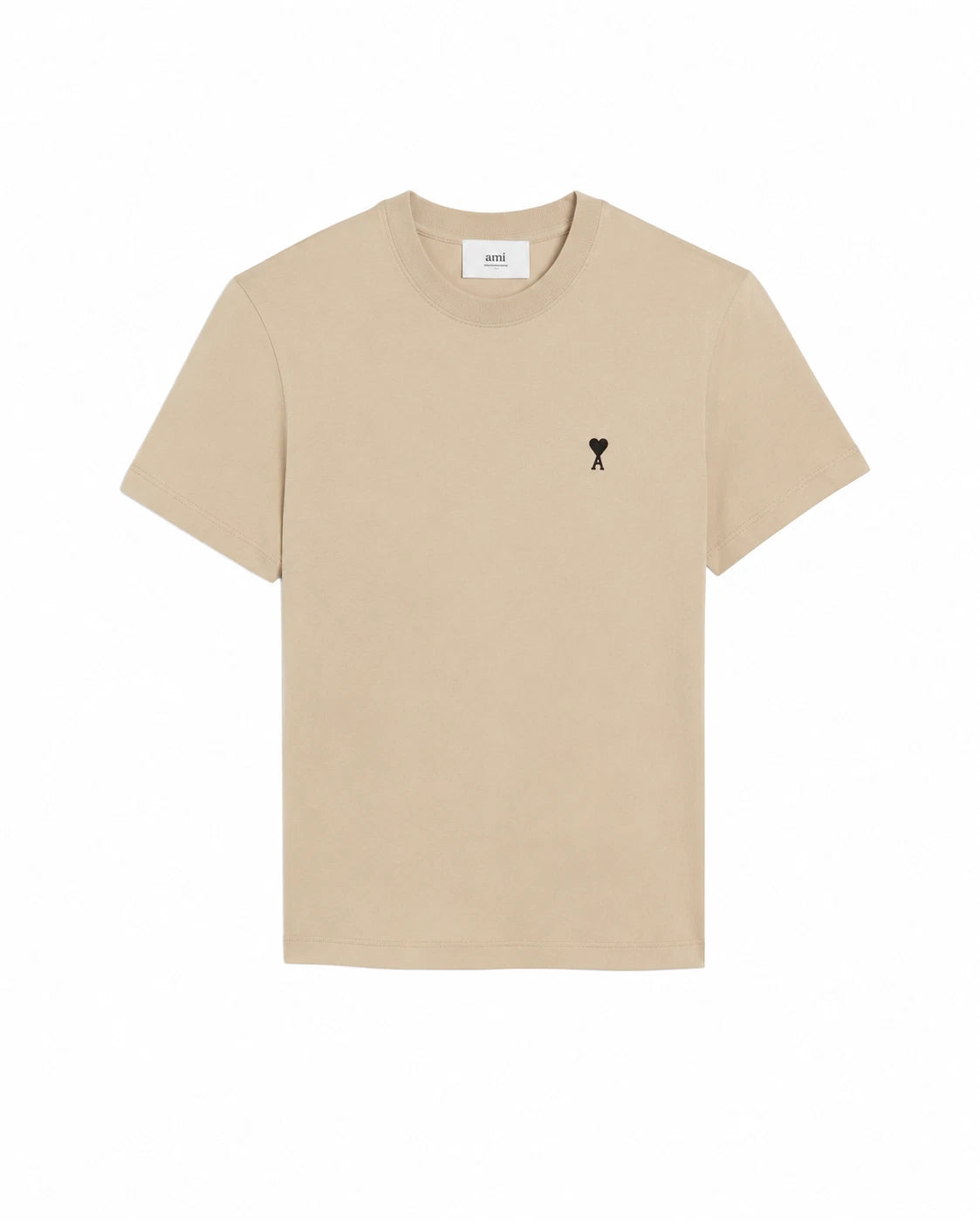 AMI De Coeur T-Shirt HTS060.724 430 Embroidered Heart CAFÉ CREME £120