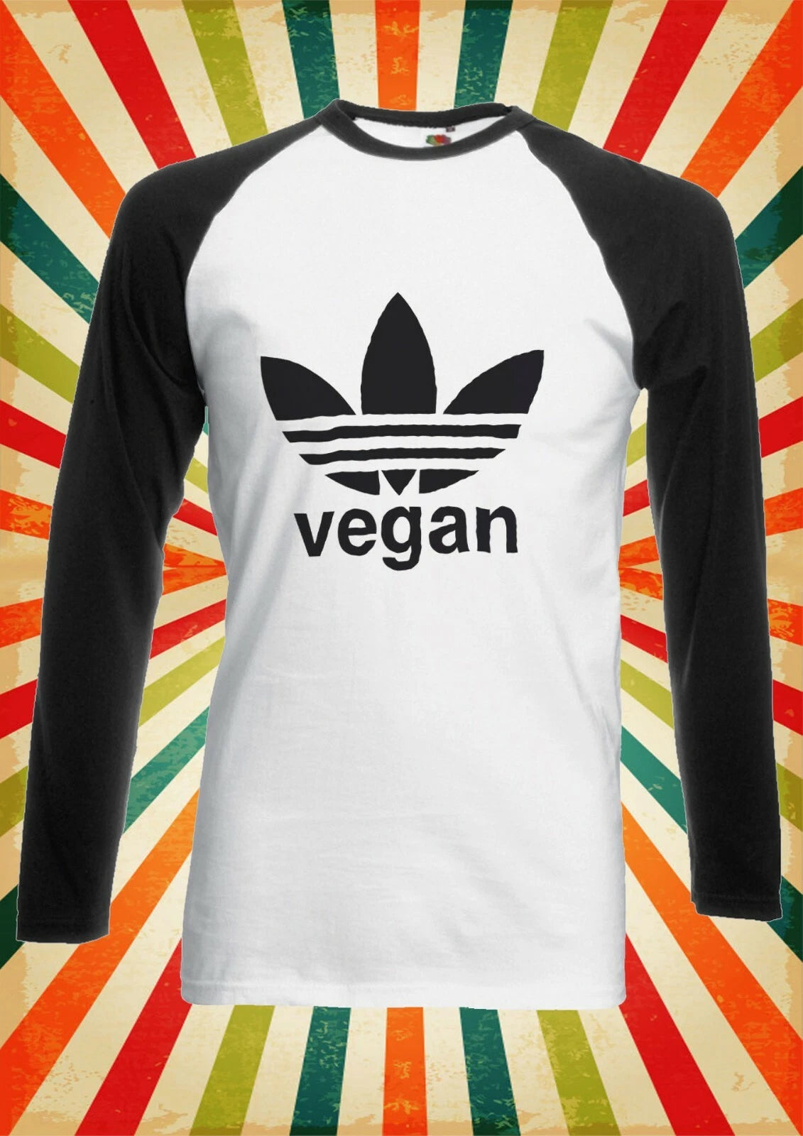 Vegan Logo Vegetarian Cool Men Women Long Short Sleeve Baseball T Shirt 2482