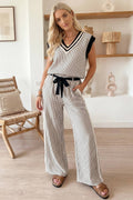 66 Stylish Knit V Neck Tank and Wide Leg Pants Set (S-Xl)