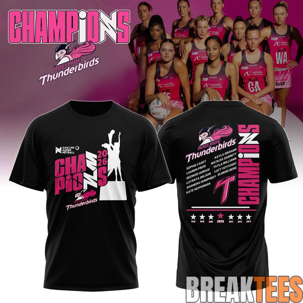 Adelaide Thunderbirds Champions Suncorp Super Netball 2026 Limited Edition Shirt