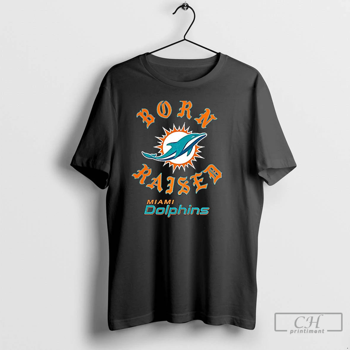 Classic Miami Dolphins Football Born Raised Logo