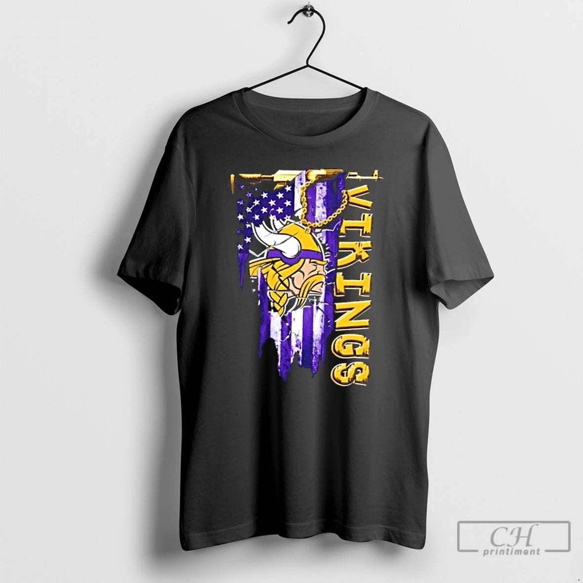Classic Minnesota Vikings Football Battle Shattered Usa Flag Rip Design