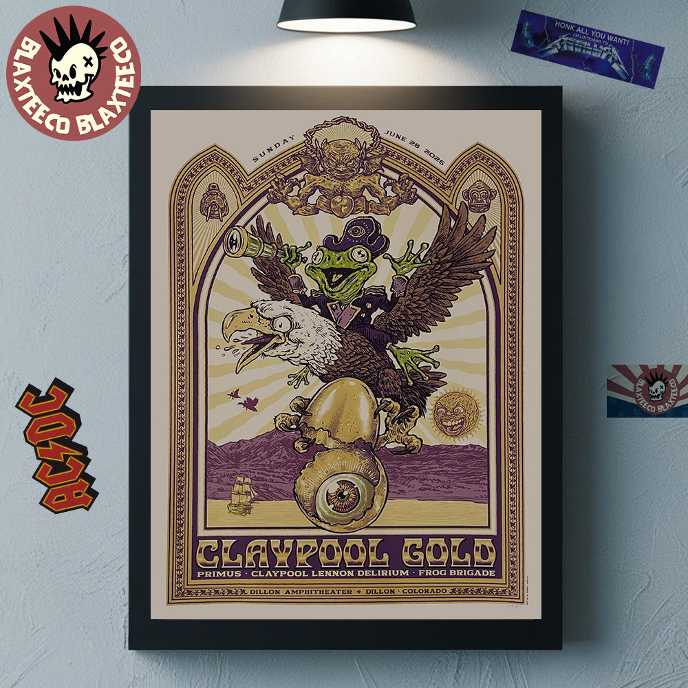 Claypool Gold Primus Claypool Lennon Delirium And Frog Brigade Dillon Colorado 2026 Day 2 Event Poster On June 28 2026 Decor Poster Canvas
