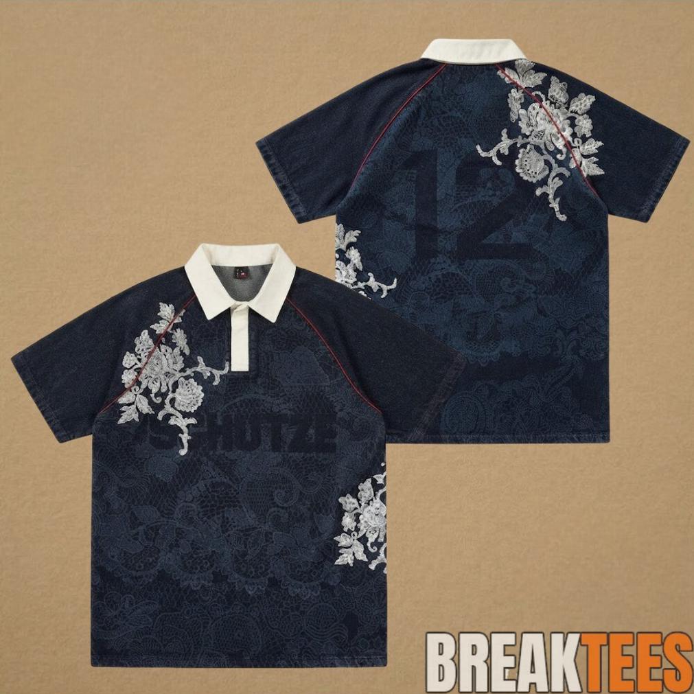 Derschutze Floral Polo World Cup Denim Navy Cool