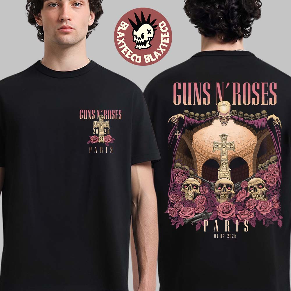 Guns N Roses Paris France 2026 Night 1 Exclusive Merch Tee At Accor Arena On July 1 2026 Two Sided T-Shirt