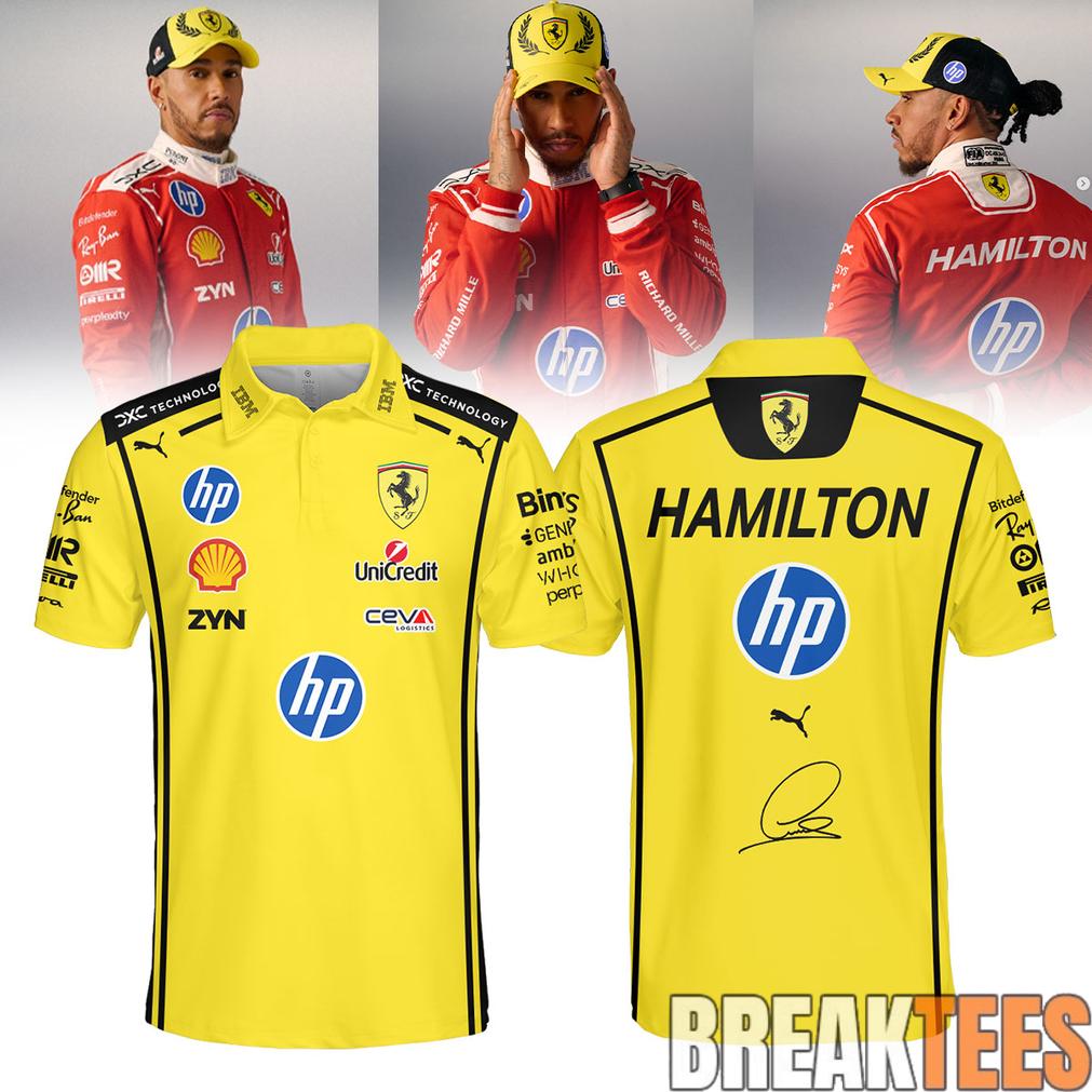 Hamilton Scuderia Ferrari Yellow Polo Shirt Limited Edition