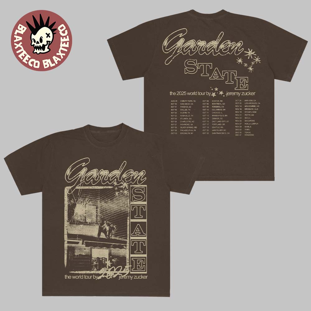Jeremy Zucker The 2025 World Tour Garden State Brown Tour T-Shirt