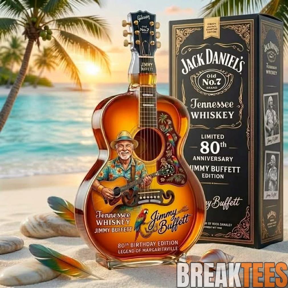 Jimmy Buffett 80th Anniversary Guitar-shaped Whiskey Bottle