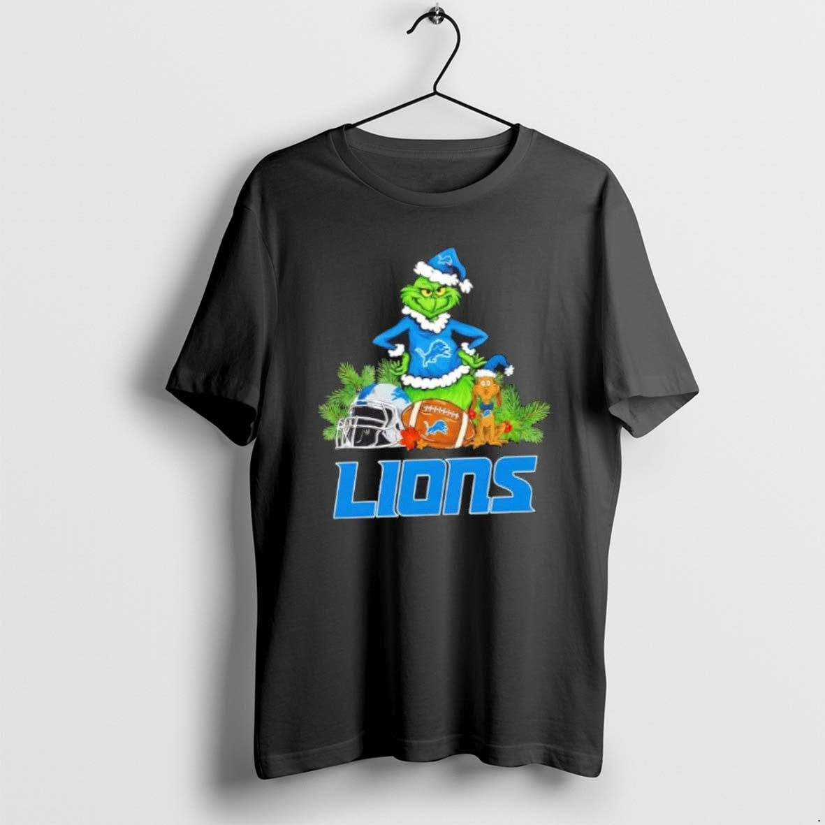 Official Detroit Lions Football X Grinch And Max Dog Merry Christmas