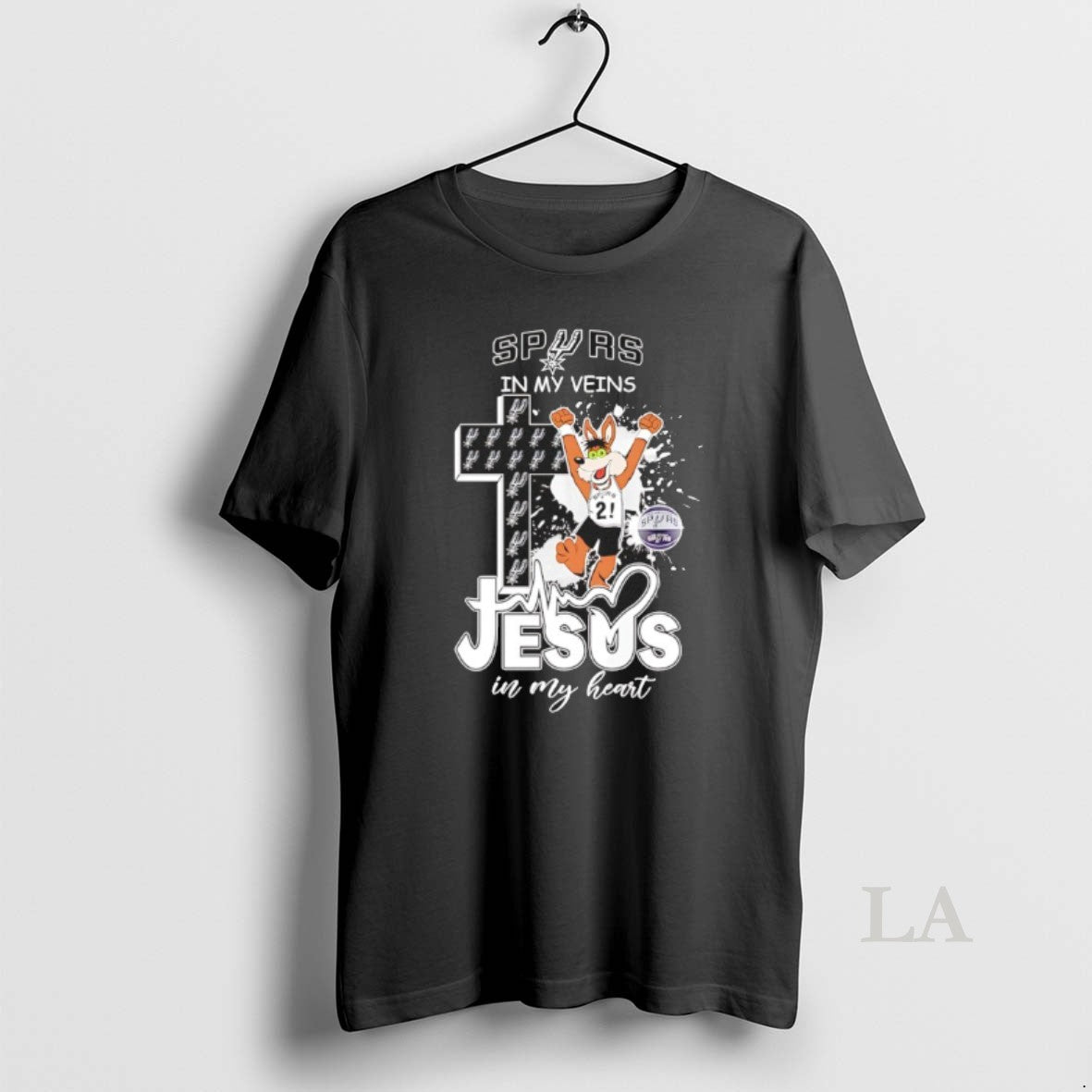 Original San Antonio Spurs In My Veins Jesus In My Heart Mascot