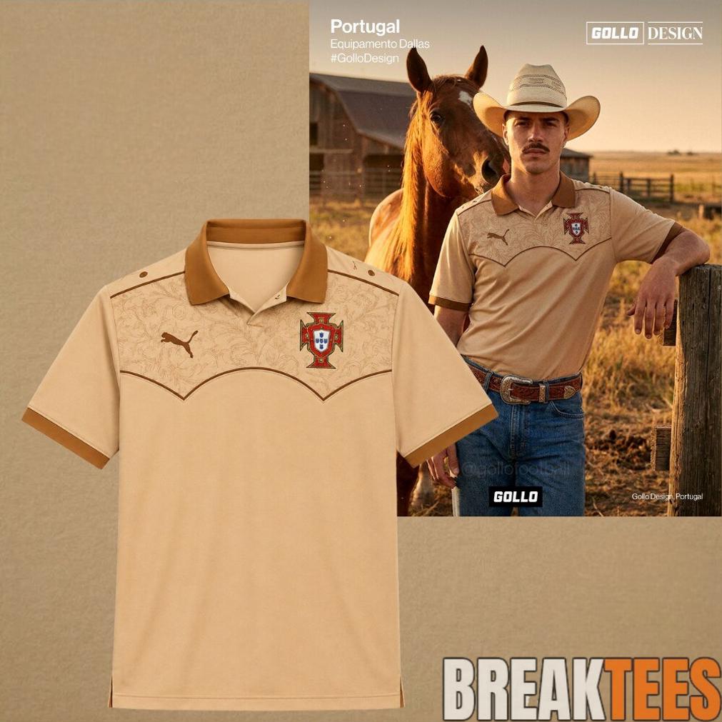 Portugal Dallas Concept Soccer Jersey Vintage Western Polo Shirt