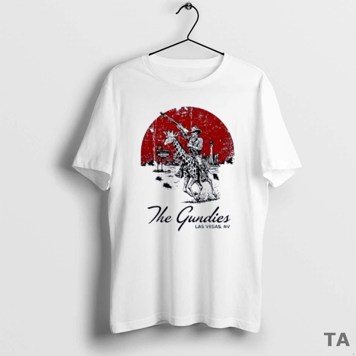 Top The Gundies Las Vegas Cowboy Riding A Giraffe T Shirt Sweater
