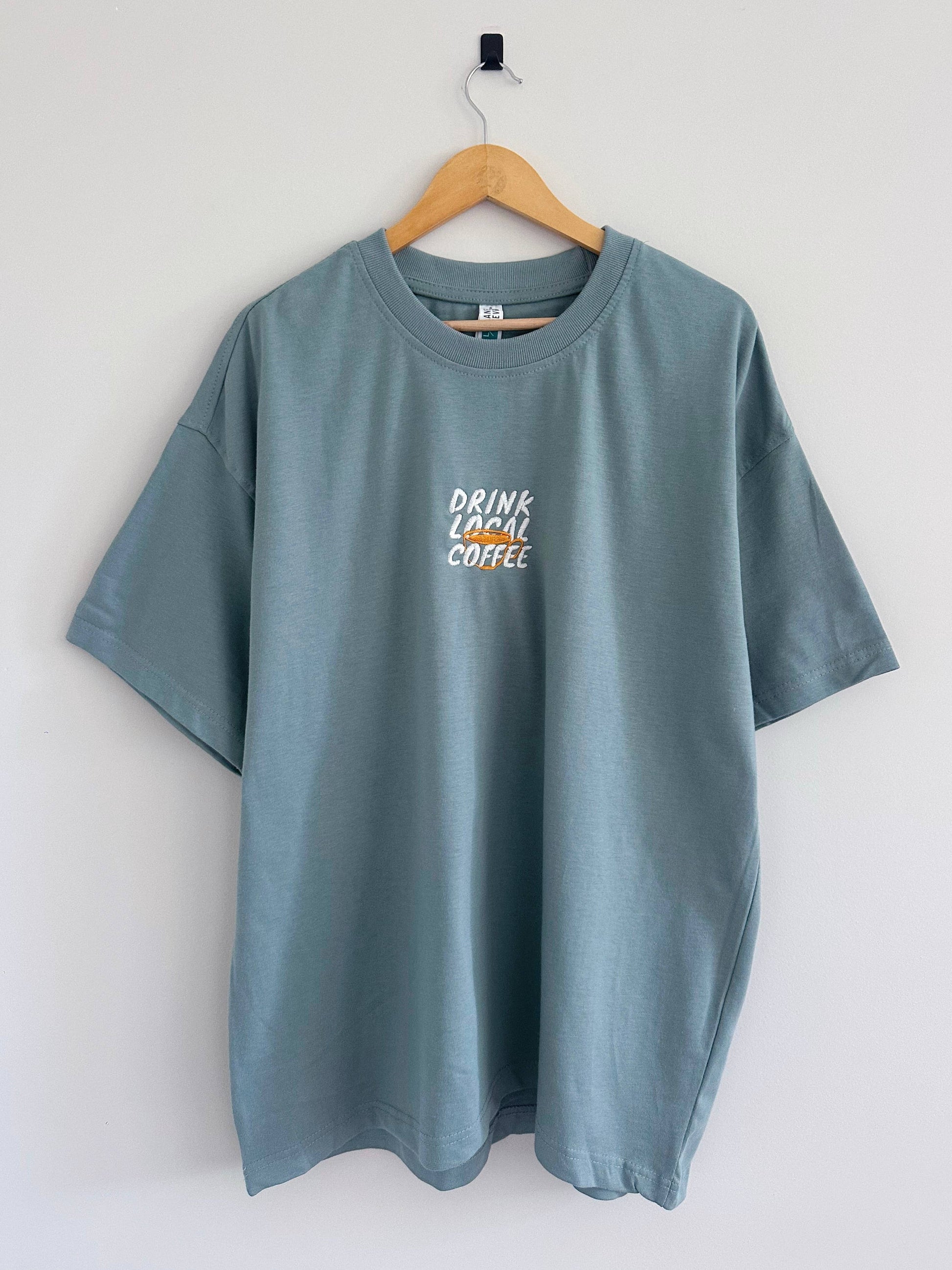 Drink Local Coffee T-Shirt - Arona Blue