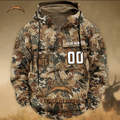 Los Angeles Chargers Custom Name Number Camo Huntin' 3D Cargo Hoodie