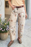 66 Western Retro Floral Print Relaxed Barrel Jeans