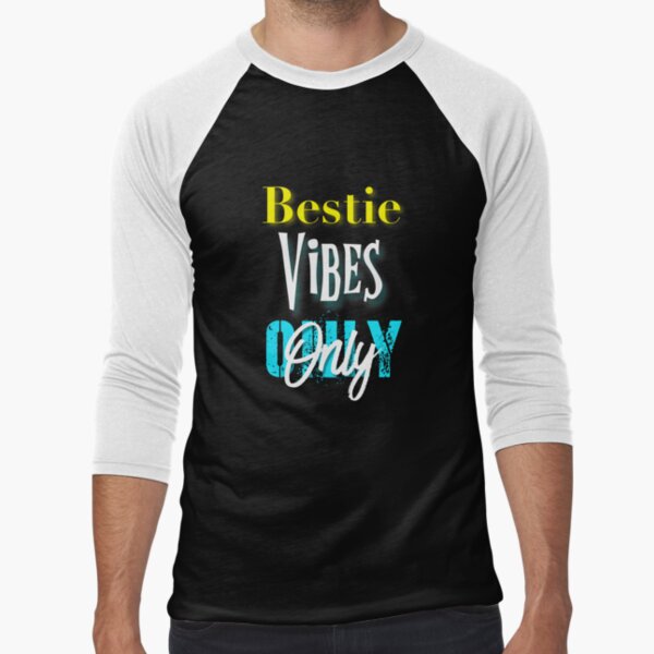 Bestie vibes only quote yellow, blue and white text by AMSonArt