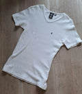 MCD Men's L White V-Neck T-Shirt with Spade Embroidery