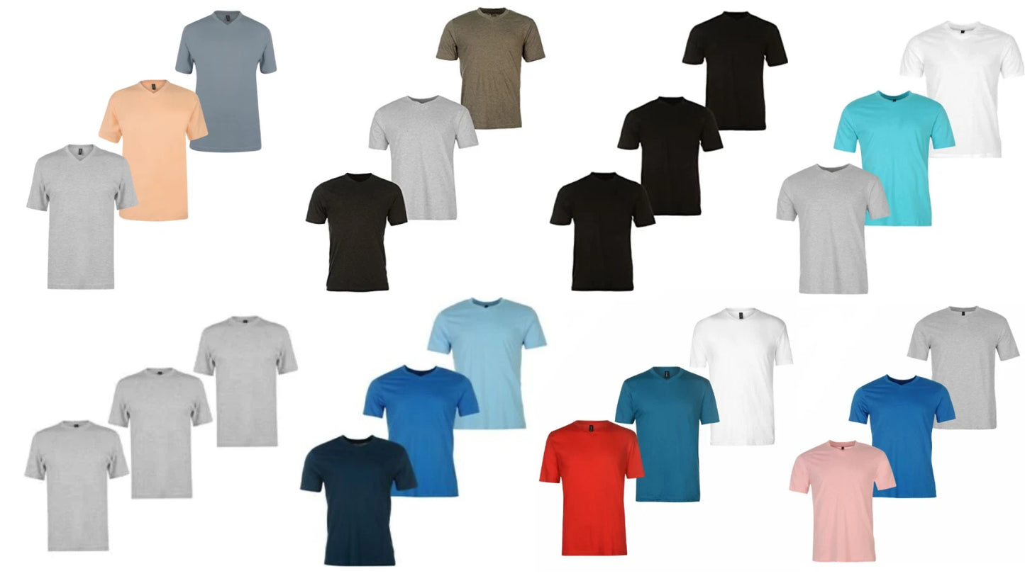 Mens Donnay 3 Pack V Neck Tee T Shirt Top Colour Brand New Size XS - 4XL B461+