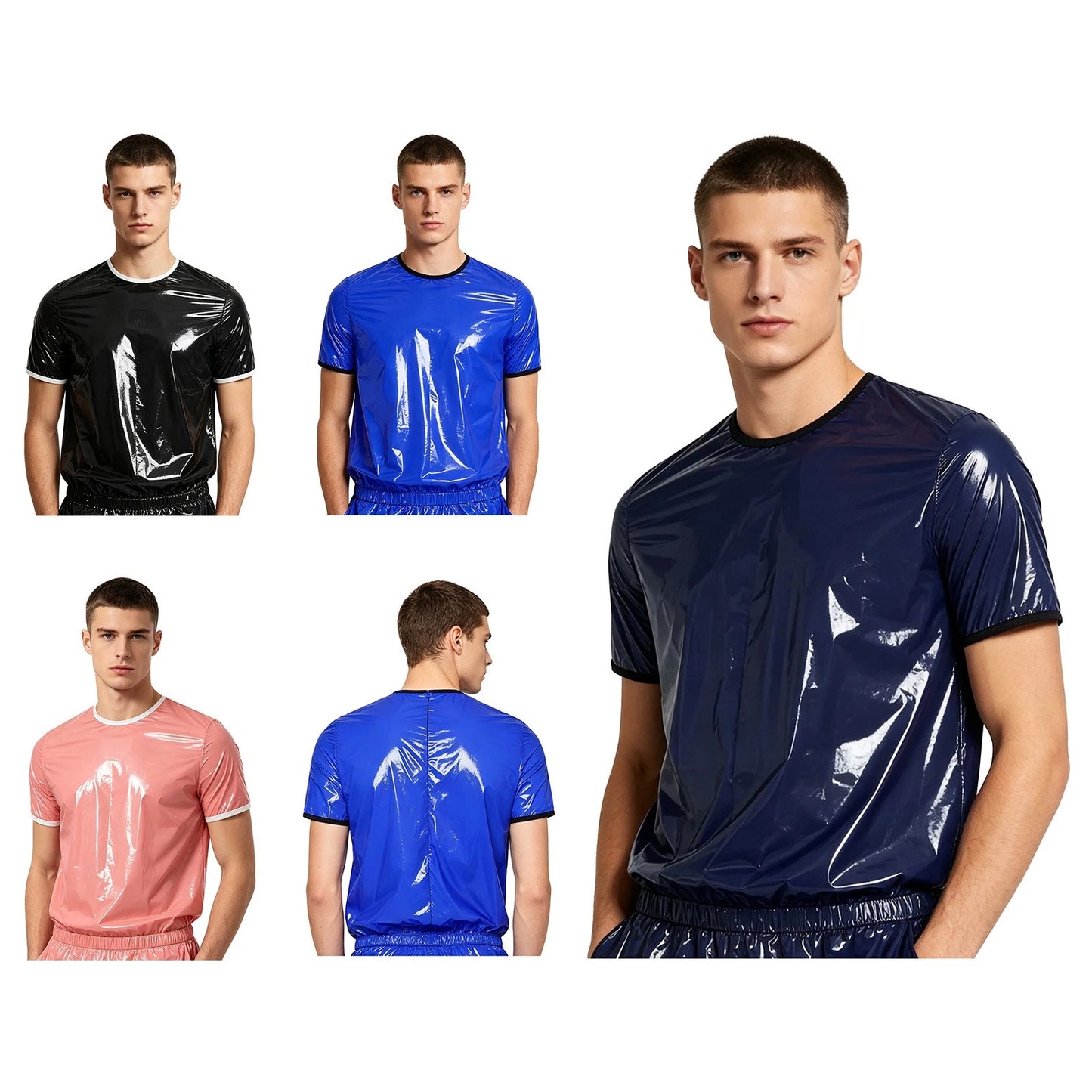 Men Tops Outings Top Short Sleeve T-shirt Sports Contrasting Round Neck Trim