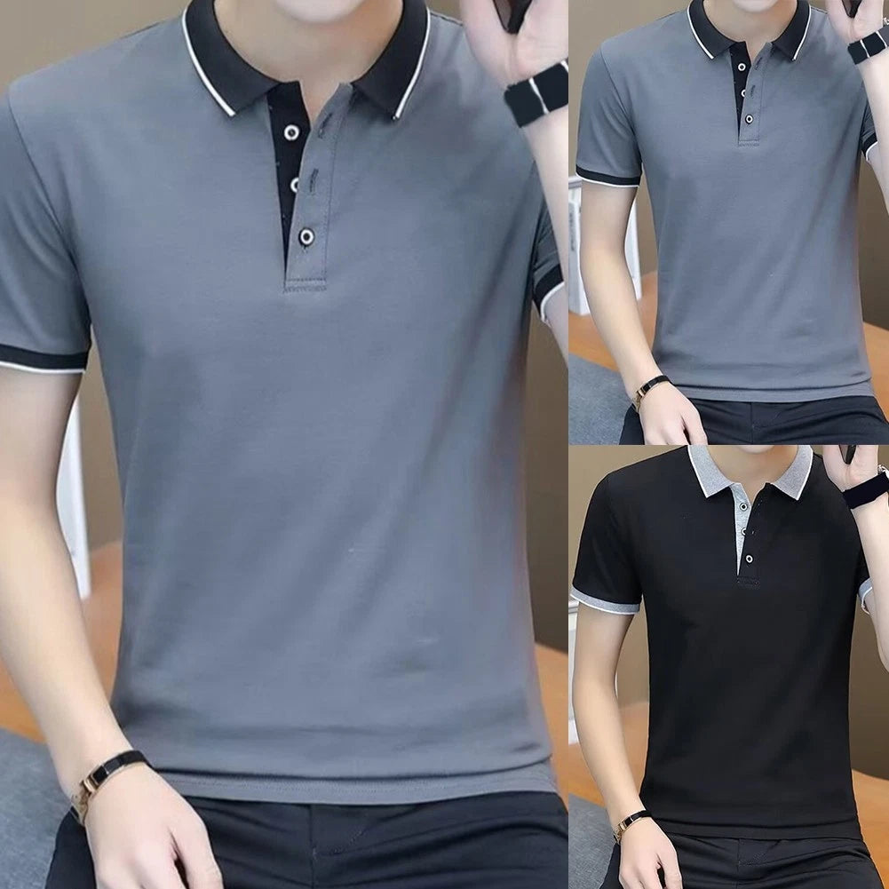 Men's Slim Fit Streetwear T-Shirt Short Sleeve Ribbed Polyester Spandex Mix